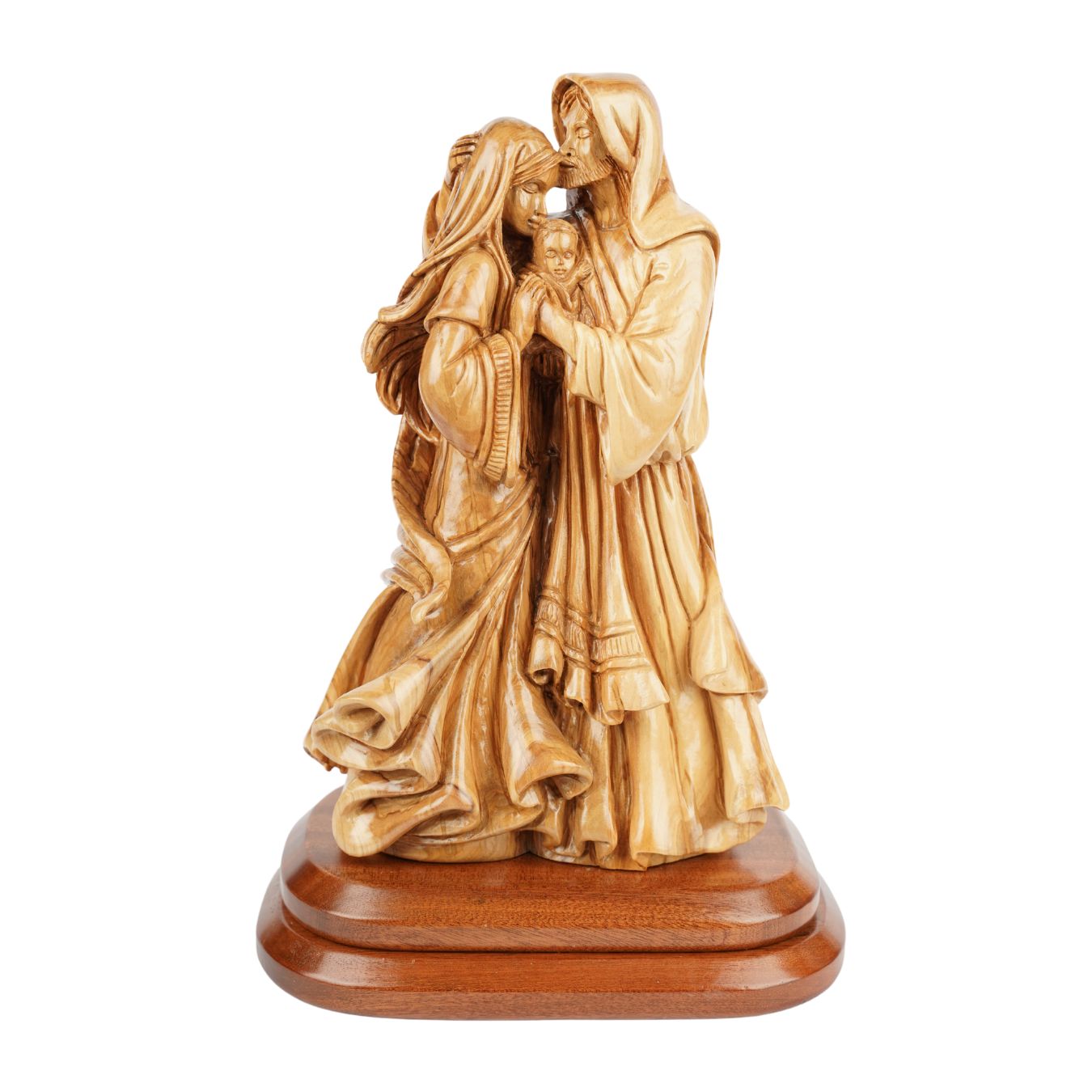 Hand-Carved Holy Family Made of Olive Wood – Exclusive Wooden Sculpture from Bethlehem (35 cm)