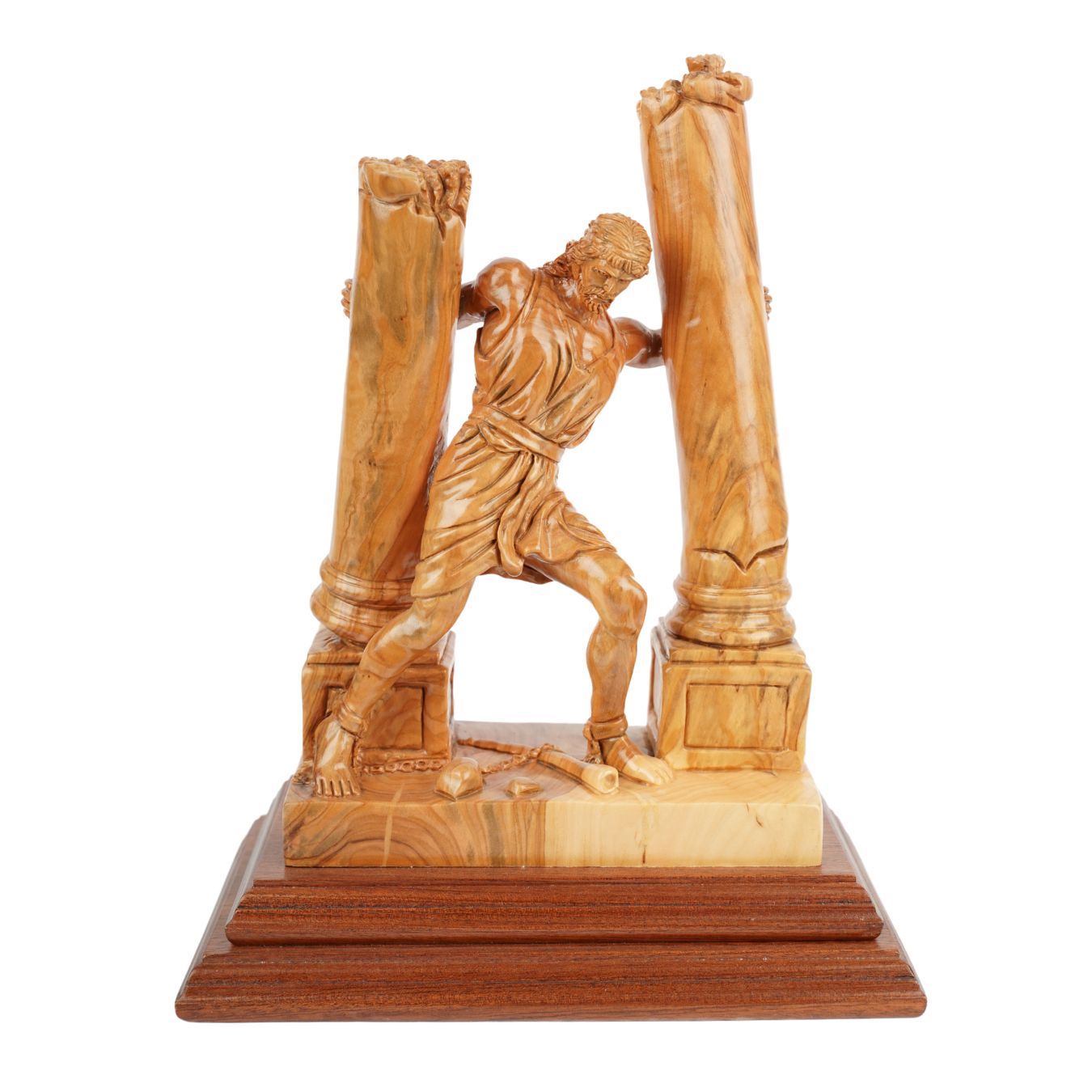 Hand-Carved Sculpture “Samson Destroys the Pillars” – Olive Wood Art from Bethlehem (28 cm)