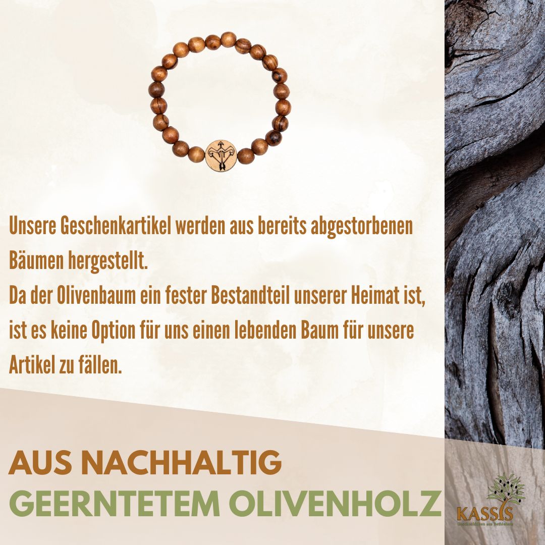 Olive Wood Bracelet with Zodiac Sign Charm | Personalized Beaded Bracelet for Women & Men, Birthday Gift