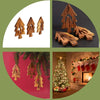 Weihnachtsdeko Baumschmuck Krippe 3er Set Tannenbaum Anhänger - ohne Rinde