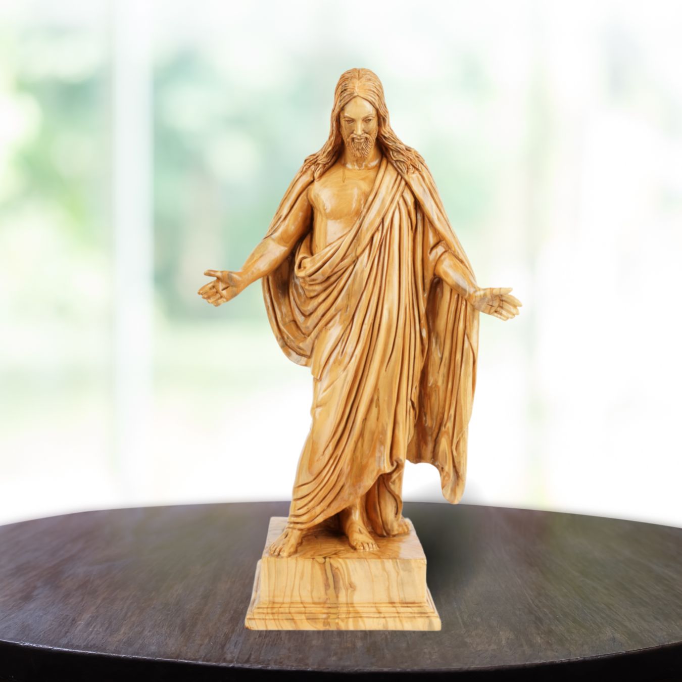 Hand-Carved Olive Wood Jesus Statue – Exclusive Christ Figure from Bethlehem (39 cm)