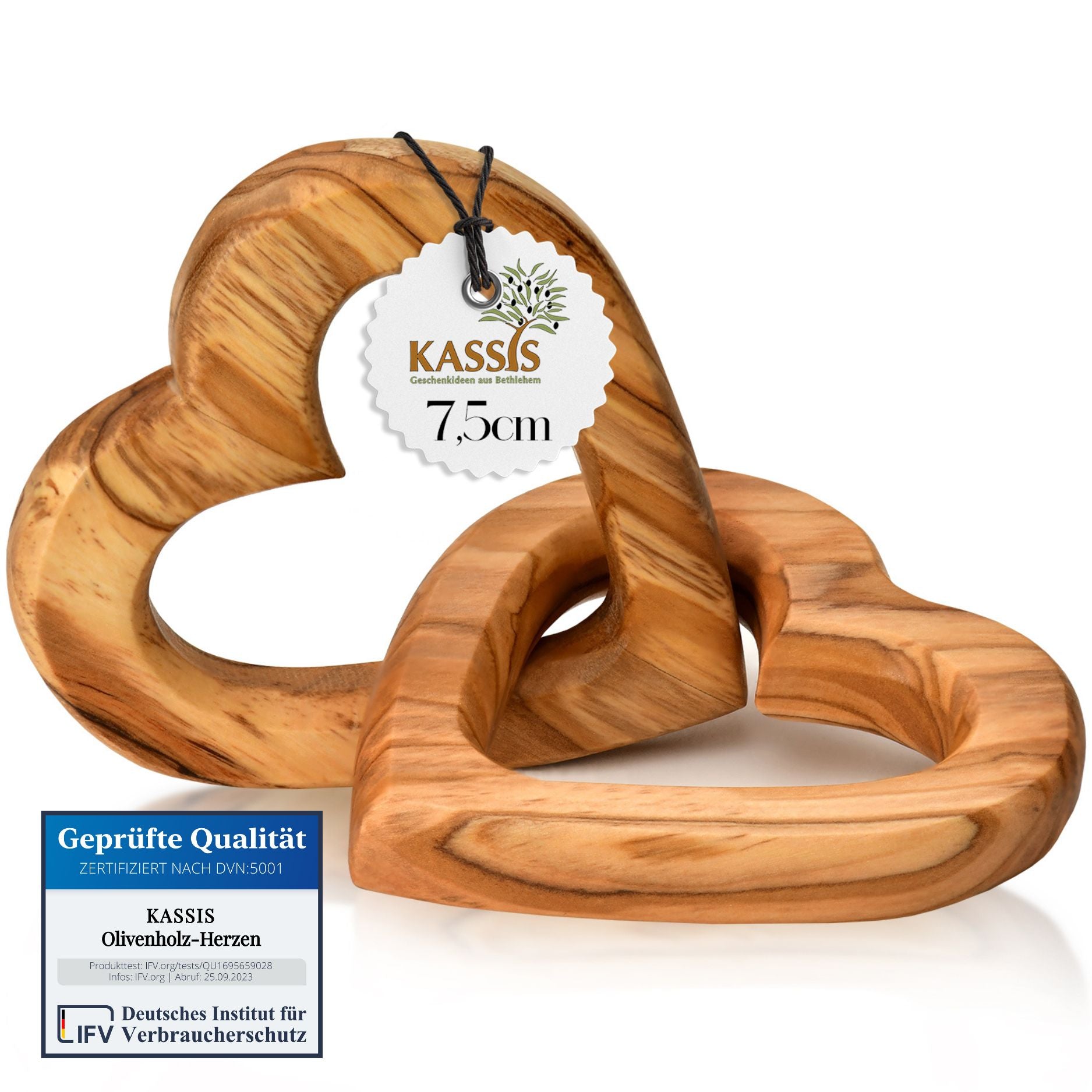Olive Wood Connected Hearts Beautiful Gift for Wedding Anniversary Valentine's Day