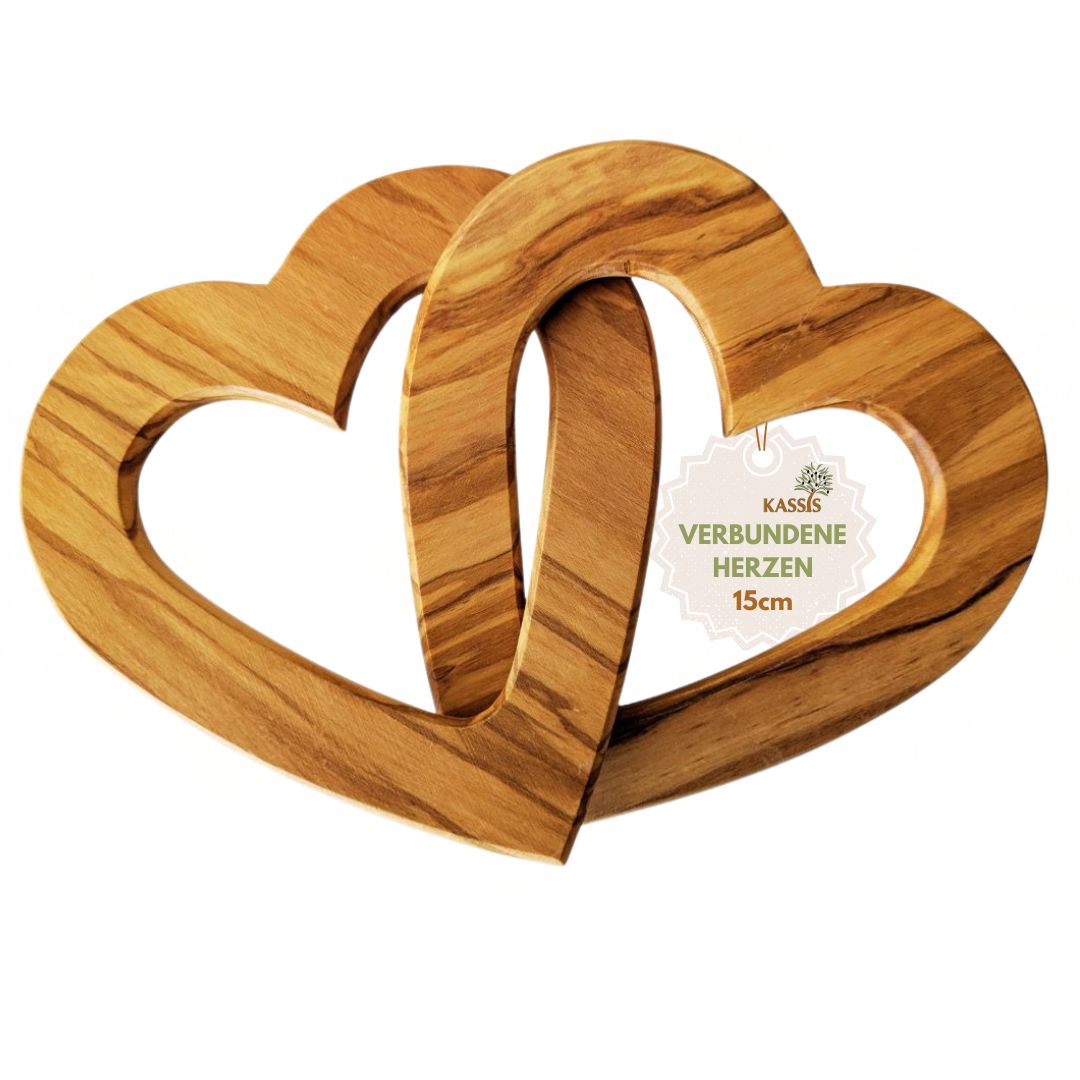 Olive Wood Connected Hearts Beautiful Gift for Wedding Anniversary Valentine's Day
