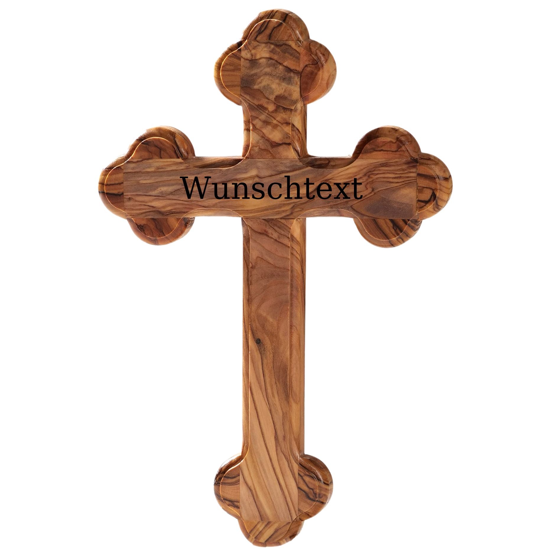 Personalized Cross with Rounded Edges Made of Olive Wood with Engraving | Baptism Cross Gift for Baptism, First Communion, Confirmation