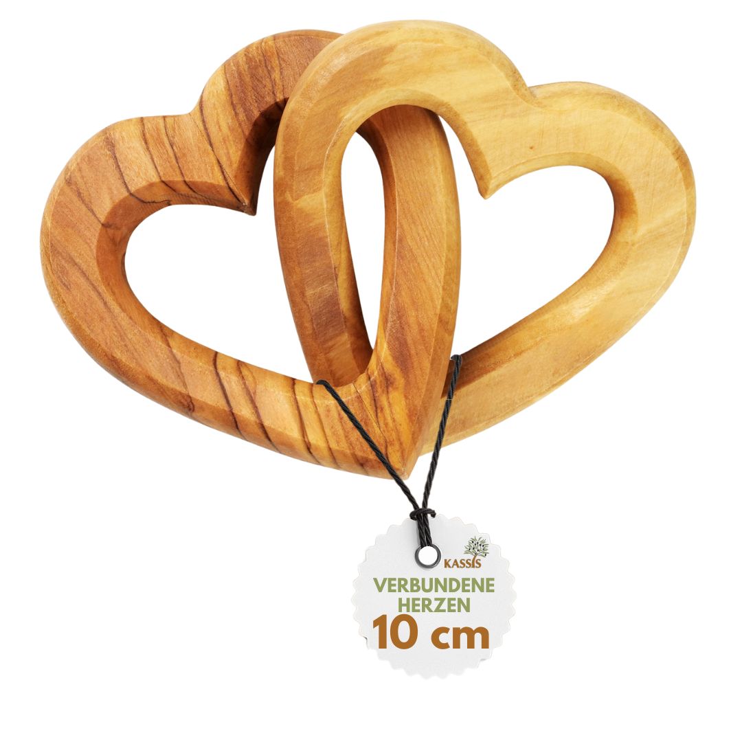 Olive Wood Connected Hearts Beautiful Gift for Wedding Anniversary Valentine's Day